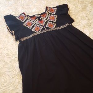 THML black embroidered Southwest-style dress